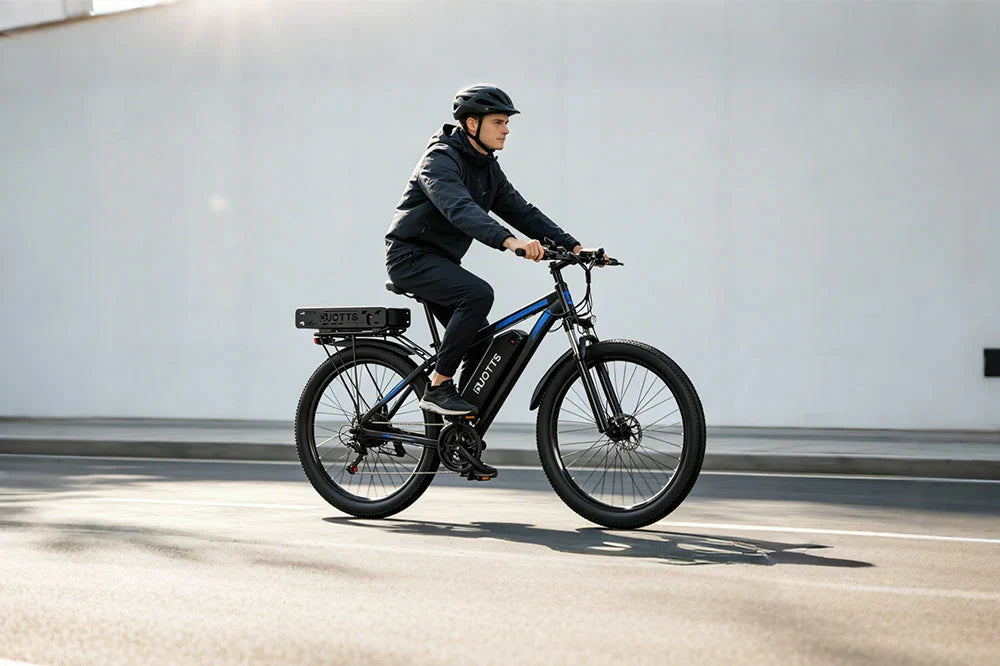 Minimalist lifestyle picture of powerful off-road electric bicycle for adult daily transportation
